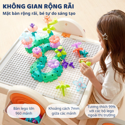 Bàn gấp gọn đa năng kèm bảng từ tính và ghế ngồi cho bé Mideer Multifunctional Block Table