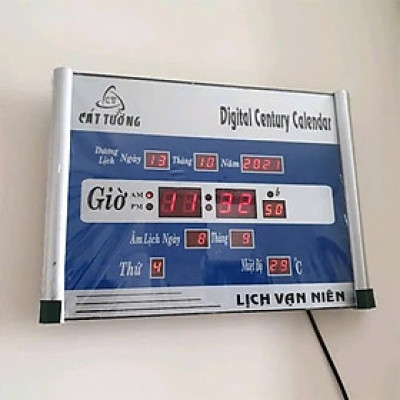 Đồng Hồ Treo Tường LED Cát Tường Có Lịch Âm – Lịch Vạn Niên Sáng Rõ, Hiện Đại, Kích Thước Lớn 40x30cm