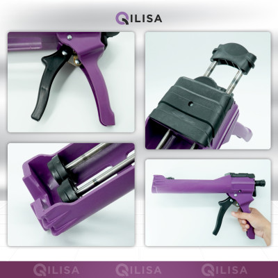 Súng Bơm Keo Chà Ron Qilisa 2 Thành Phần - Súng Bơm Keo Loại Thường Màu Tím