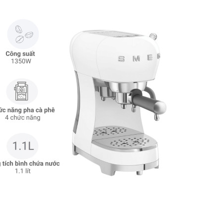 Máy pha cà phê SMEG ECF02WHEU màu trắng Hàng chính hãng
