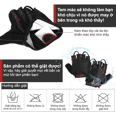 Lysin - găng tay bọc nửa ngón tập gym, thể dục, xe đạp, tạ lure, câu cá, xe máy chống trượt bảo vệ tay thương hiệu Nhật bản