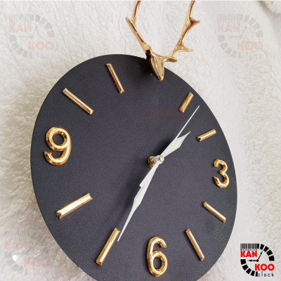 Đồng Hồ Treo Tường Nghệ Thuật  KIM TRÔI Quả Lắc -Hình Đầu Hươu (Nai) kim dạ quang phát sáng vào ban đêm