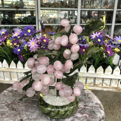 Cây nho phong thủy đá thạch anh hồng - Cao 26 cm