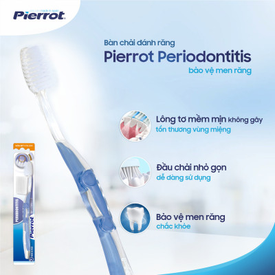 [ Mua 2 tặng 1 chỉ kẽ răng ]  Bàn chải bảo vệ men răng PIERROT PERIODONTITIS