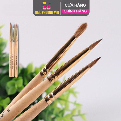 Cọ Đắp Hoa Yuki Số 2,3,4 Cán Gỗ Vàng Cao Cấp, Cọ Đắp Bột Nail Nặn Hoa Bột, Lông Tơ Cao Cấp Mềm Mại, Dễ Bám Bột Women Nữ Làm Nail Vẽ Nail