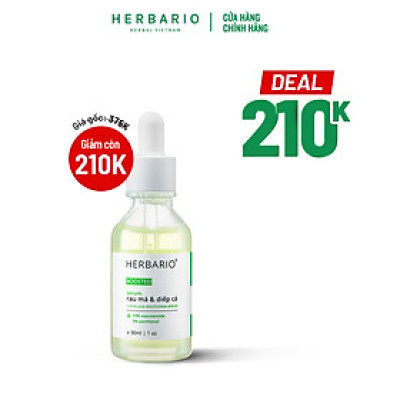 BOOSTED Serum Rau má & Diếp cá Herbario 30ml sạch mụn, thuần chay