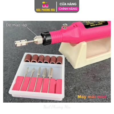 Máy Mài Mini Cầm Tay Làm Nail Tặng Kèm 6 Đầu Mài Tiện Lợi, Mài Móng Tốc Độ 3000 Vòng/Phút, Điều Chỉnh 0-240V, Chà Gót Chân Nữ Women
