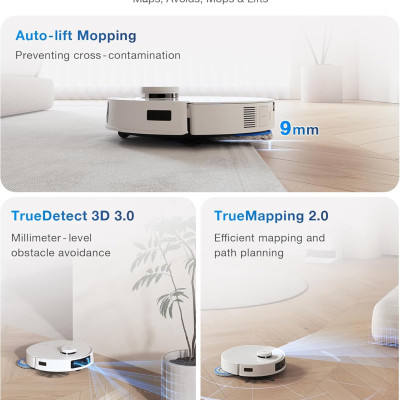 Robot Hút Bụi Lau Nhà Ecovacs T30 Pro Omni Xòe Giẻ 11.000 Pa, Kháng Khuẩn Ion Bạc - Hàng Chính Hãng