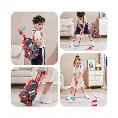 Bộ đồ chơi gậy đánh golf mini cỡ lớn cho bé vui chơi vận động kèm túi xách có bánh xe dễ di chuyển, quà tặng sinh nhật