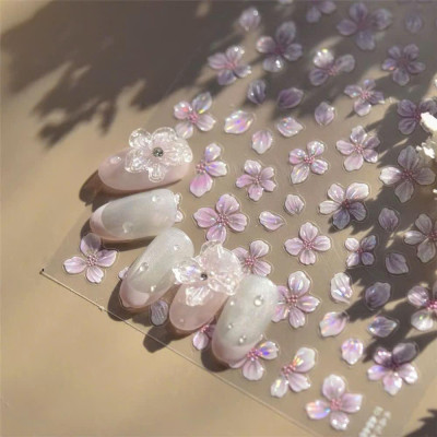 Sticker 5D Hình Cánh Hoa Phản Quang 4846 Bông Hoa Cực Quang Hồng M2297 Dán Móng Làm Nail Siêu Xinh, Hình Dán Móng Hoa Nổi Tự Dính Tiện Lợi