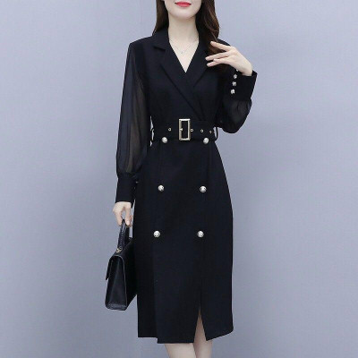 ĐẦM ÔM CỔ VEST TAY DÀI CAO CẤP - D1235