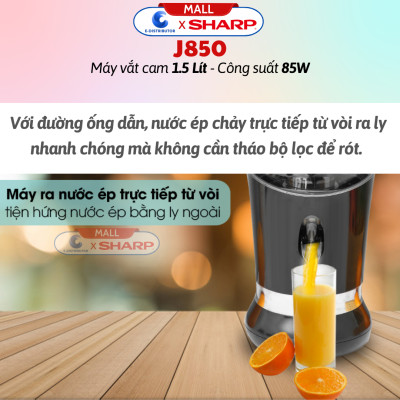 Máy Vắt Cam Cao Cấp Sharp EJ-J850-BK - Công Suất 85w - Hàng Chính Hãng - Bảo Hành 12 Tháng