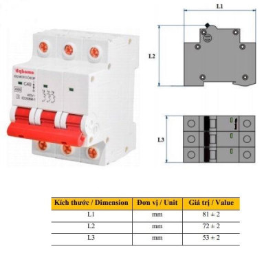 Aptomat DQHome 1/2/3 cực - 10A đến 63A - CB 1 pha - 2 pha -3 pha chính hãng Điện Quang
