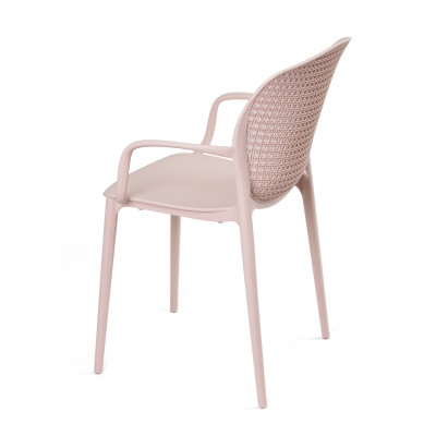 Ghế nhựa đúc nguyên khối lưng tựa lỗ thoáng  có tay vịn