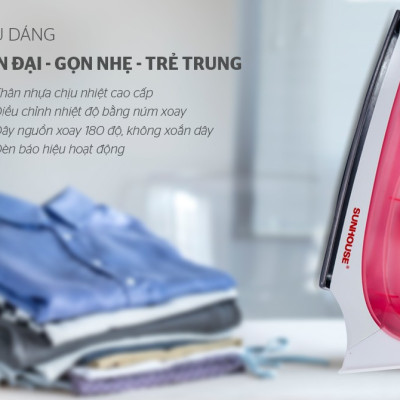 Bàn là khô Sunhouse SHD1072 hồng - Hàng chính hãng