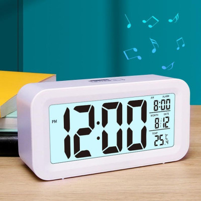 [Hàng chính hãƞg] Đồng Hồ Báo Thức Điện Tử Để Bàn Màn Hình LCD Đa Chức Năng Thời Gian Lịch Báo Thức Nhiệt Độ Decor Decor Phòng Trang trí nhà (tặng kèm pin)