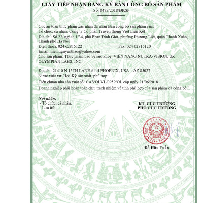 Viên uống bổ mắt, tăng cường thị lực Nutra Vision Olympian Labs Mỹ 30 viên