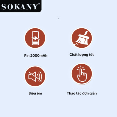 Máy hút bụi cầm tay SOKANY loại SẠC PIN - SK13042 - HÀNG CHÍNH HÃNG