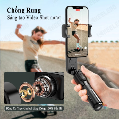 Gậy Chụp Hình Gimbal Chống Rung HIGH TECH GATE Q09 Mini Cầm Tay Du Lịch, Chụp Ảnh Tự Sướng Selfie, Quay Video, Livestream, Quay Tiktok Mọi Nơi, Có Đèn Sáng Tháo Rời, Hàng Chính Hãng