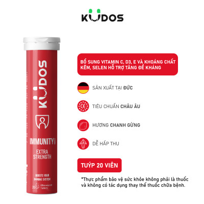 Combo Thực phẩm bảo vệ sức khỏe KUDOS IMMUNITY BOOST EXTRA  STRENGTH + KUDOS DAILY VITAMINS PLUS BIOTIN  & GINSENG (20 viên/ Tuýp)