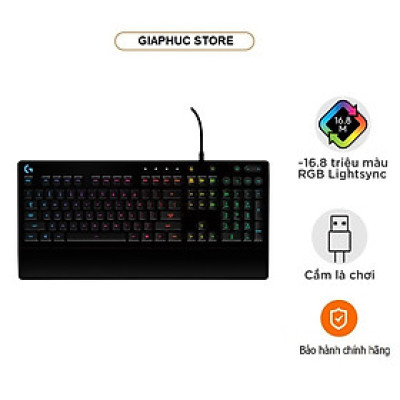 Bàn phím game có dây Logitech G213 Prodigy - RGB Lightsync, phím Media chuyên biệt, chống tràn bền bỉ -Hàng Chính Hãng