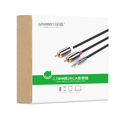 Ugreen UG20779AV116TK 0.5M màu Đen Cáp âm thanh 2 đầu Bông sen sang 3.5mm Dương mạ vàng - HÀNG CHÍNH HÃNG