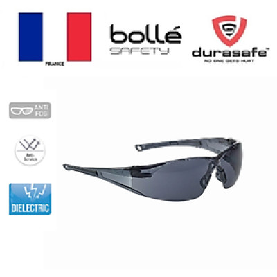 Kính bảo hộ BOLLE 1652302A Rush-Smoke Lens Sun Glasses tròng kính màu xám khói, chống trầy xước, chống đọng sương (kèm hộp chống sốc và khăn lau kính)