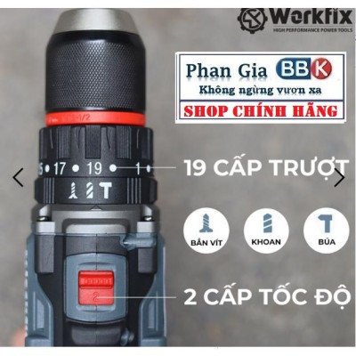 Máy khoan pin WORKFIX 16.8-Pin 4 cell-3 chức năng- Đầu kẹp 13mm- Sản phẩm bảo hành chính hãƞg.