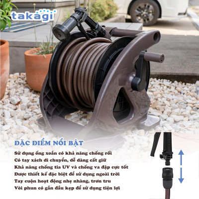 Bộ cuộn ống tưới cây 30m Tough Brown Takagi R330TBR