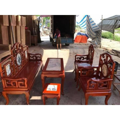 Bộ Bàn Ghế Guột Móc Mỏ Khảm Đá Gỗ Gụ