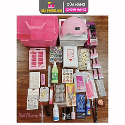 Combo Dụng Cụ Nail Cá Nhân Số 8 Nail Phương Miu, Máy Hơ Sun 5, Máy Mài, 6 Chai Sơn, Đầy Đủ Làm Nail Tiết Kiệm Chi Phí