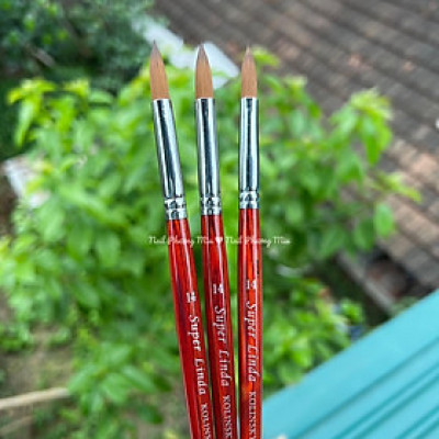 Cọ Đắp Bột Nail Super Linda Kolinsky England Cao Cấp Lông Chồn Mượt, Cán Gỗ Tự Nhiên Số 14 Số 16 Chuyên Làm Nail Sang Trọng