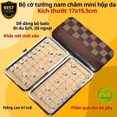 HỘP DA size 17x15cm bộ dụng cụ cắt móng tay 12 chi tiết làm bằng thép không gỉ cao cấp - Cờ tướng nam châm mini D Danido