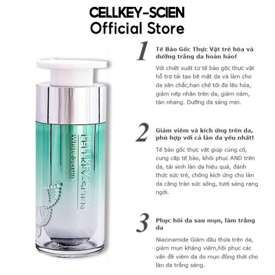 Combo 2 Tinh Chất Tế Bào Gốc Tái Tạo Phục Hồi Trẻ Hoá Da Cấp Ẩm Dưỡng Trắng Chống Lão Hoá Cellkey-Scien White Serum (60ml)