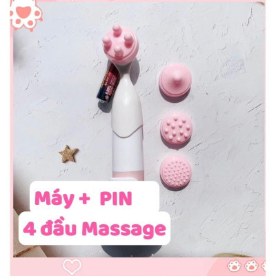 Bút Thẩm Mỹ Mini 208 Mẫu Mới Có 4 Đầu Massage Mặt Thay Thế (Tặng Kèm Pin Theo Máy)