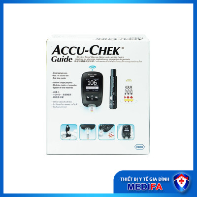 [TRỌN BỘ] Máy Đo Đường Huyết Accu-Chek Guide Kèm 25 Que Thử Và Trụ 6 Kim Lấy Máu ,Tem Phụ Tiếng Việt