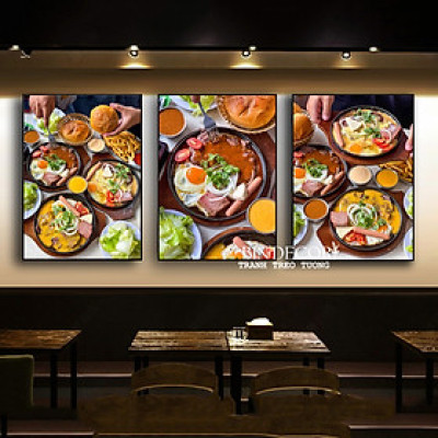 (HCM) Tranh treo tường tráng gương bò né trang trí quán ăn, nhà hàng kèm đinh treo