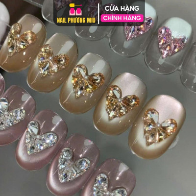Đá Mini Tạo Hình Tim Bướm Siêu Sáng Chân Bằng, Mix Kiểu Size Khoảng 100 Viên Gắn Móng, Hình Giọt Sương, Tam Giác Siêu Xinh Phong Cách Hàn Quốc