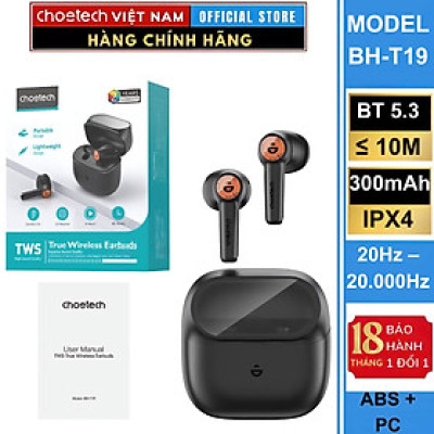 Tai nghe Bluetooth 5.0 Choetech BH-T19 (Pin 300mAh, Chống Nước IPX4) - Hàng chính hãng