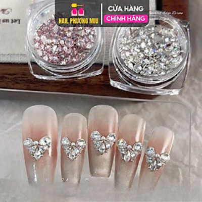 Đá Mini Tạo Hình Tim Bướm Siêu Sáng Chân Bằng, Mix Kiểu Size Khoảng 100 Viên Gắn Móng, Hình Giọt Sương, Tam Giác Siêu Xinh Phong Cách Hàn Quốc