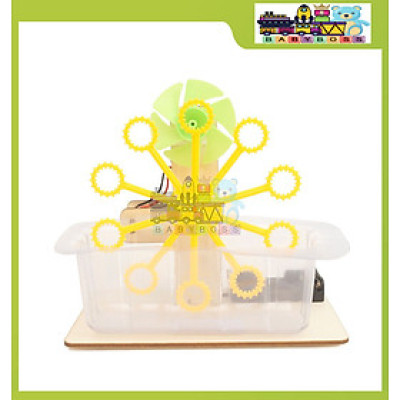 Đồ Chơi Khoa Học Tự Làm, Đồ Chơi Lắp Ghép STEM, Đồ Chơi Gỗ Cao Cấp Khoa Học Tự Làm DIY Wood Steam Máy Thổi Bong Bóng Tự Động