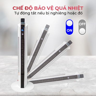 Máy sưởi gốm không khô da nhập khẩu FUJIHOME FH2000 điều khiển từ xa, quạt sưởi ấm mini hẹn giờ, tự động ngắt ,không phát sáng, không đốt oxi- Hàng nhập khẩu