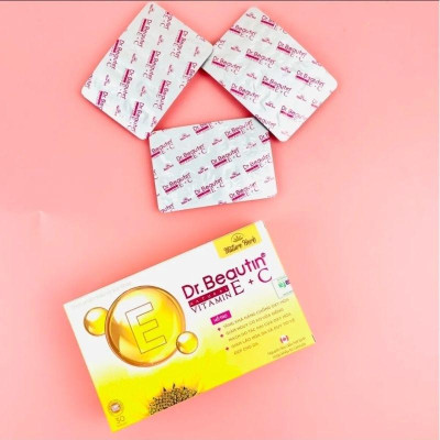 Viên uống đẹp da, chống lão hóa DR. BEAUTIN NATURAL VITAMIN E + C - Bổ sung Vitamin E, C giúp giảm khô da, da trăng sáng