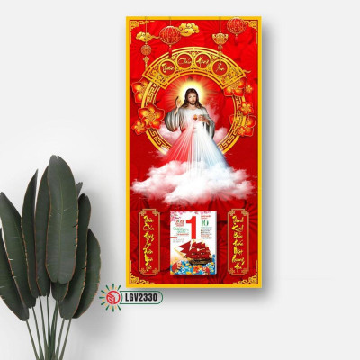 Lịch gỗ Công giáo Chúa Giêsu IMWI LGV2330 - 39cm x 79cm