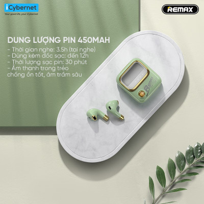 Tai nghe bluetooth True Wireless thiết kế retro Remax TWS-38 - Hàng chính hãng