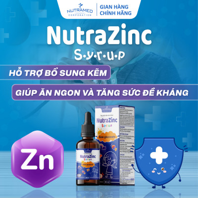 Siro NutraZinc hỗ trợ bổ sung kẽm giúp bé ăn ngon và tăng sức đề kháng (30ml) - Nutramed