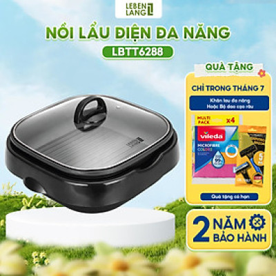 Nồi lẩu điện đa năng, nướng lẩu 2in1 Lebenlang LBTT6288, 1650W, 4l, bảo hành 2 năm - hàng chính hãng