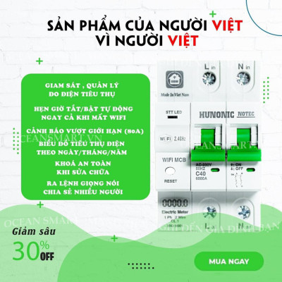 Aptomat Thông Minh Đo Năng Lượng HUNONIC Notec - HNATME