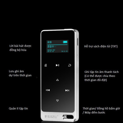 Máy Nghe Nhạc Cảm Ứng Ruizu X05 Bộ Nhớ 8GB- Hàng Chính Hãng