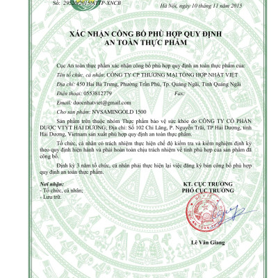 Thực phẩm chức năng bảo vệ sức khỏe Nvsamin Gold 1500